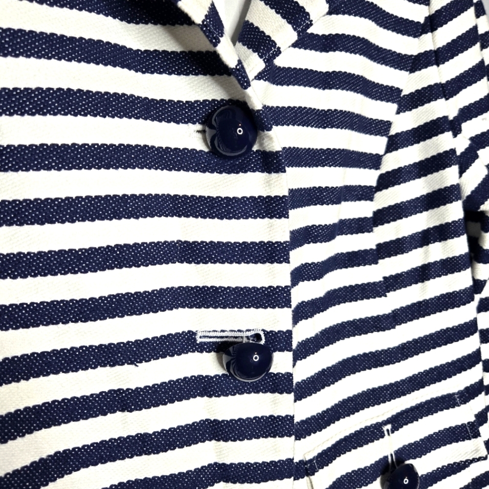 Sail to Sable Stripe Blazer Navy Blue White Stripes Nautical Luxury Size Small‎ - Picture 6 of 8
